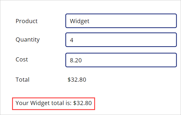 Screenshot mit der Zusammenfassung der Transaktion „Your Widget total is $32.80“