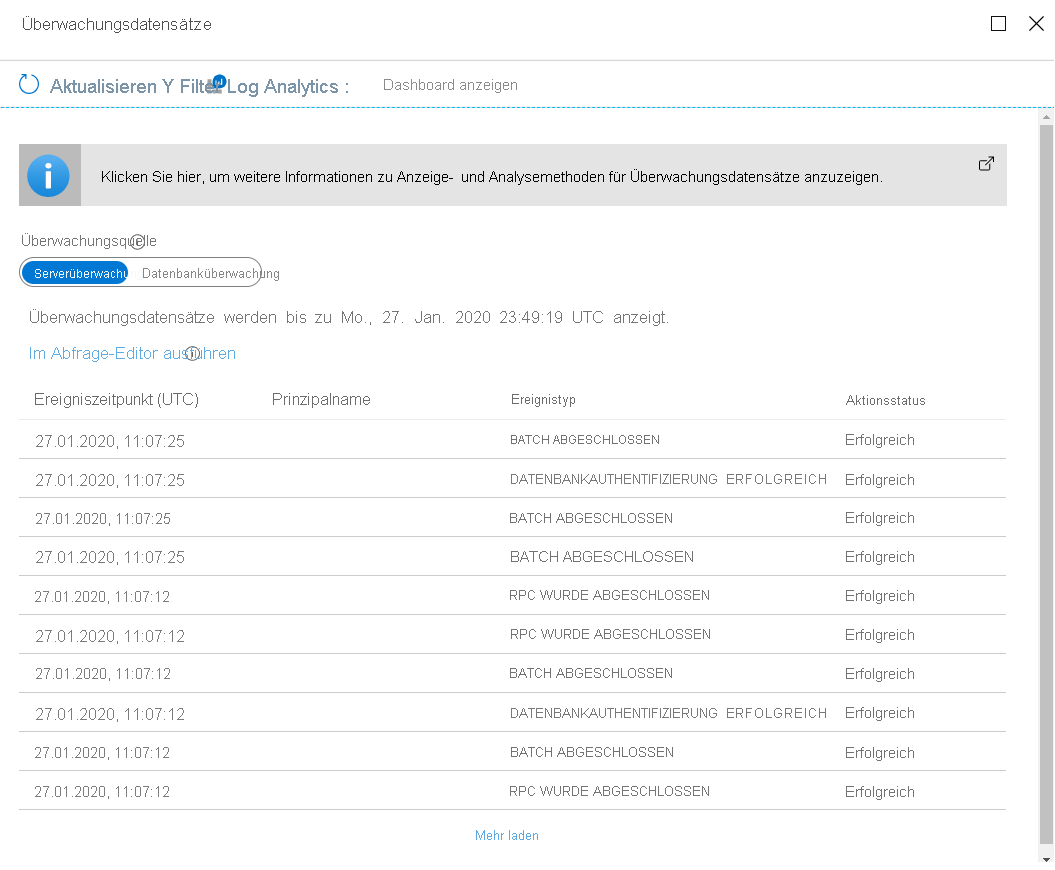 Screenshot of how to view audit records.