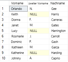 Screenshot of SQL query results with no mask.