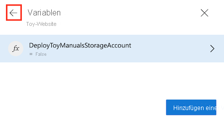 Screenshot of Azure DevOps that shows the 'Run pipeline' page, with the back arrow highlighted.