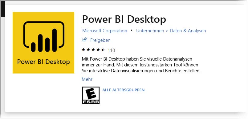 Installieren von Power BI Desktop aus dem Microsoft Store