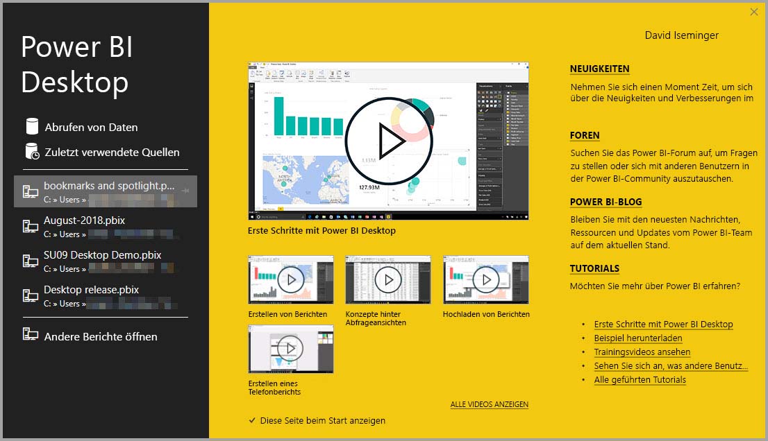 Power BI Desktop wird als Anwendung ausgeführt