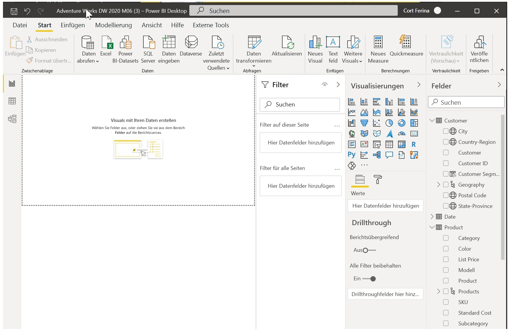 Leerer Power BI Desktop-Zeichenbereich