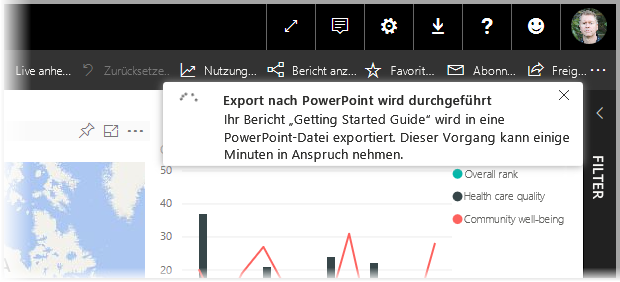 Fortschrittsanzeige beim Exportieren nach PowerPoint