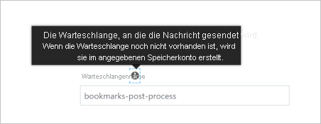 Screenshot: Meldung, dass die Warteschlange automatisch erstellt wird