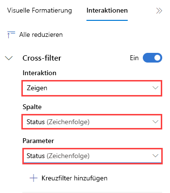 Screenshot of cross-filter fields to fill in.