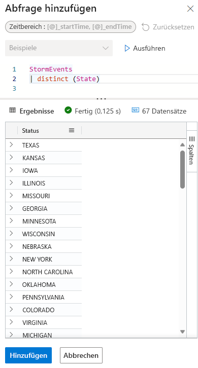 Screenshot of editing query for parameter.