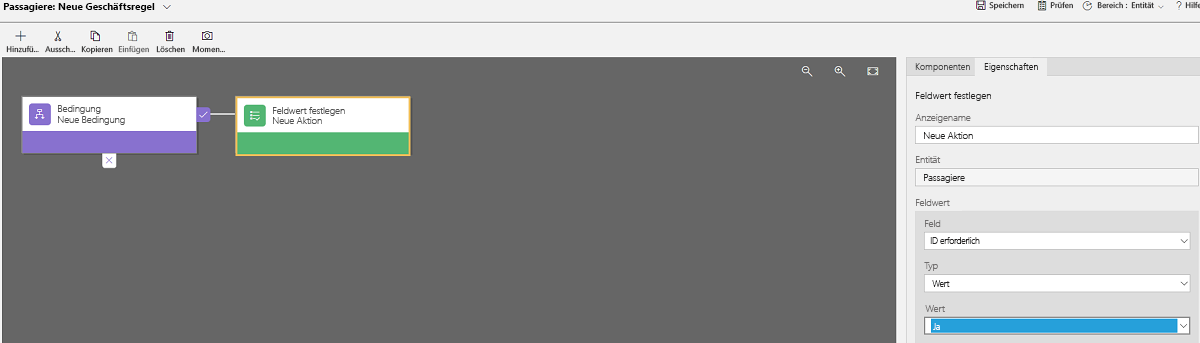 Screenshot zu „Feldwert festlegen“ mit eingegebenen Eigenschaften