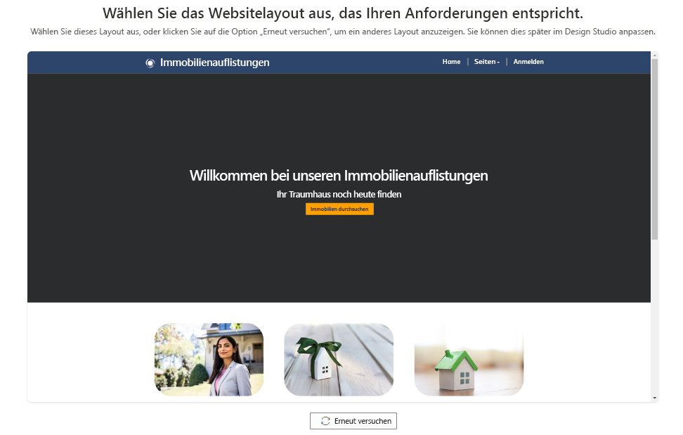 Screenshot, der zeigt, wie Sie das Website-Layout mit Copilot während des Designprozesses anpassen können.