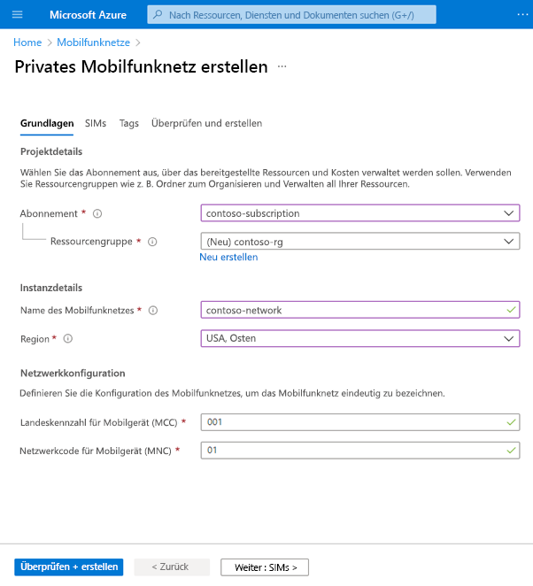 Dieser Bildschirm zeigt die Konfigurationsregisterkarte „Grundlagen“.