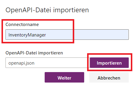 OpenAPI-Dateiimport