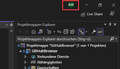 Screenshot: Symbol für die Kontoeinstellungen