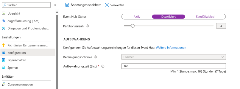 Deaktivieren von Event Hubs