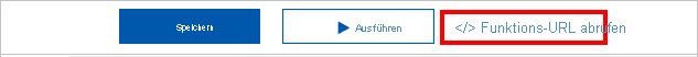 Screenshot des Azure-Portals mit dem Bereich „Funktions-App“ mit hervorgehobener Schaltfläche „Funktions-URL abrufen“ der App.