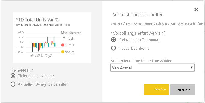 Screenshot: Dialogfeld „An das Dashboard anheften“