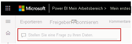 Screenshot des Felds „Stellen Sie eine Frage zu Ihren Daten“