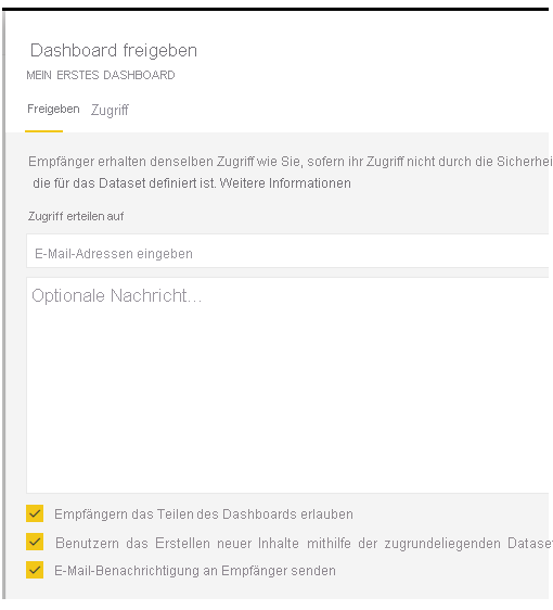 Screenshot des Dialogfelds „Dashboard freigeben“