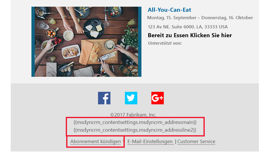 Screenshot einer Marketing-E-Mail-Vorlage