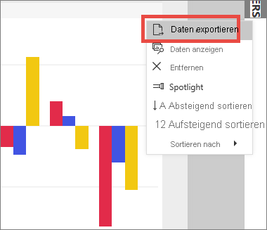 Screenshot: Kontextmenü mit hervorgehobener Option „Daten exportieren“