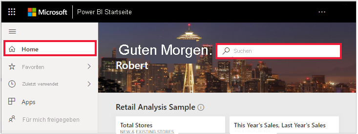 Screenshot der globalen Power BI-Suche