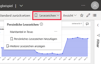 Screenshot: Erweiterter Bereich „Lesezeichen“