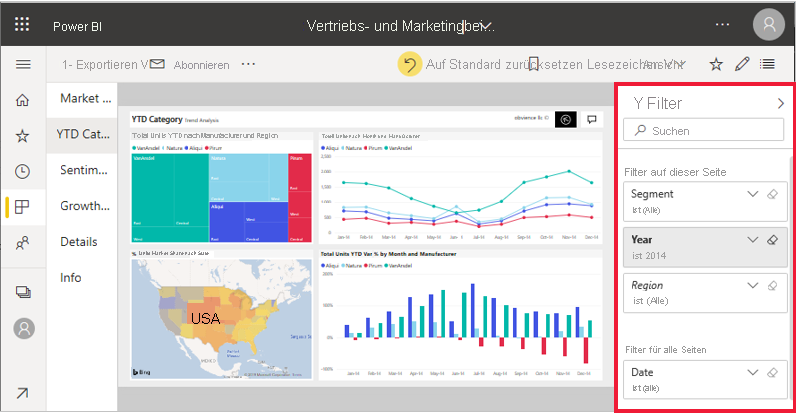 Screenshot des erweiterten Menüs „Filter“