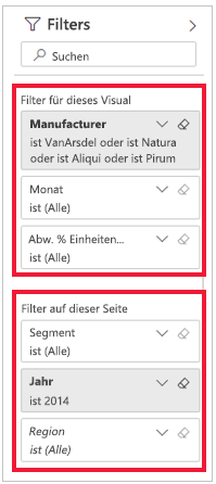 Screenshot: Bereich „Filter“, wobei Filter auf dieser Seite hervorgehoben sind