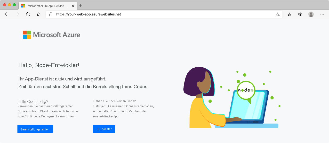 Screenshot von App Service in einem Browser