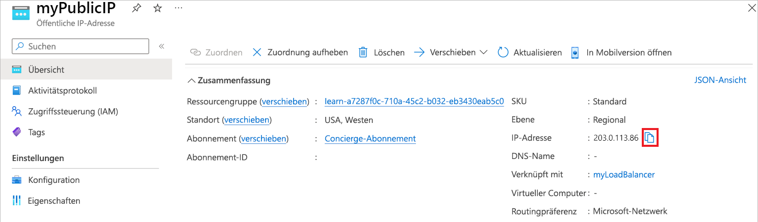 Screenshot der DNS-Zone mit einem erstellten Aliaseintrag.