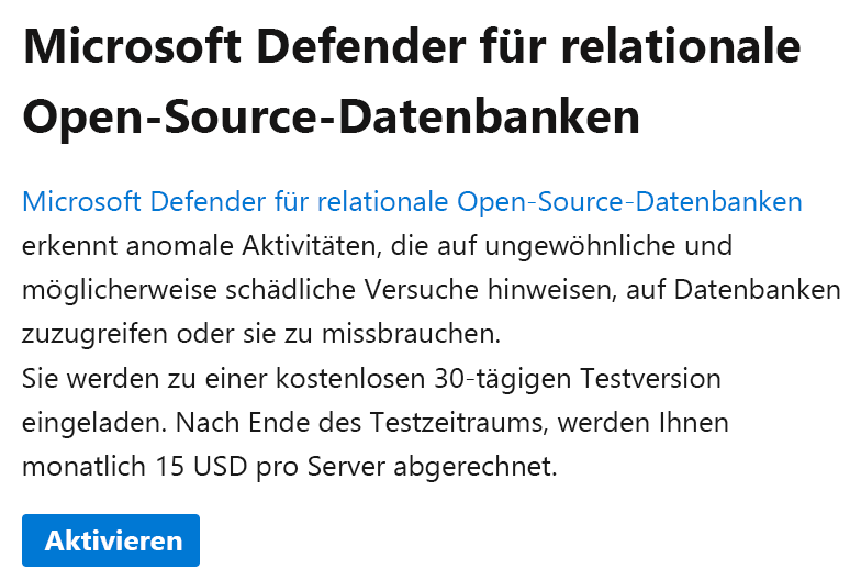 Screenshot der Auswahl zum Aktivieren von Microsoft Defender for Cloud