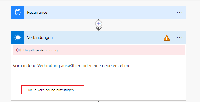 Screenshot der Schaltfläche „Neue Verbindung hinzufügen“