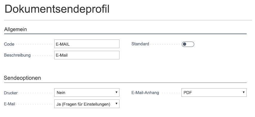 Screenshot der Seite „Dokumentsendeprofil”