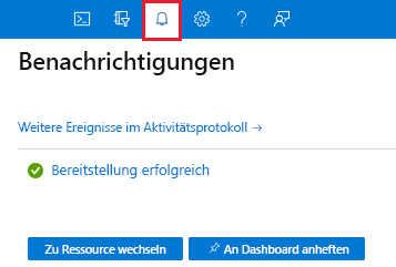 Screenshot, der das Benachrichtigungssymbol auf der Symbolleiste und einen Teil des Benachrichtigungsbereichs zeigt