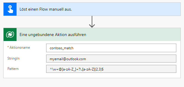 Screenshot mit Flow und Trigger sowie dem Schritt zur Ausführung einer ungebundenen Aktion