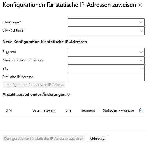 Screenshot: Feld „Konfigurationen für statische IP-Adressen zuweisen“