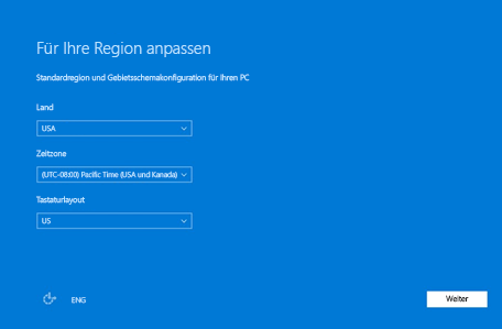 Screenshot der Regionsanpassung unter Windows 10