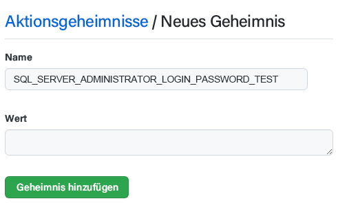 Screenshot: GitHub mit Anzeige eines neuen Geheimnisses.