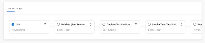 Screenshot: Azure Pipelines mit den Phasen der Pipelineausführung