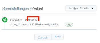 Screenshot: GitHub-Benutzeroberfläche mit Anzeige der Produktionsumgebung und einer einzelnen Bereitstellung im Bereitstellungsverlauf.