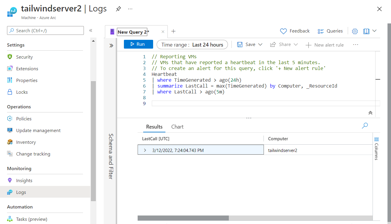 Screenshot der Azure Log Analytics-Arbeitsbereichsansicht mit den Kernkomponenten.