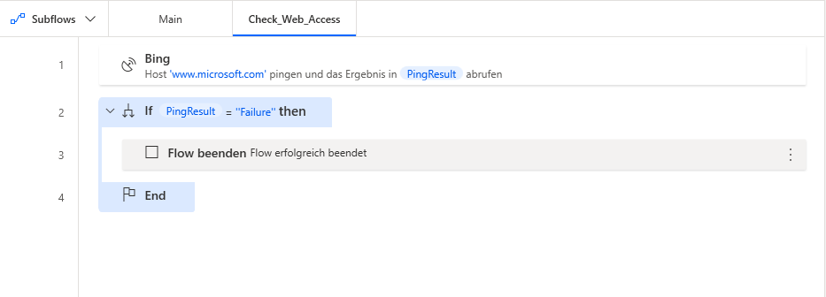 Screenshot des Subflows „Check_Web_Access“