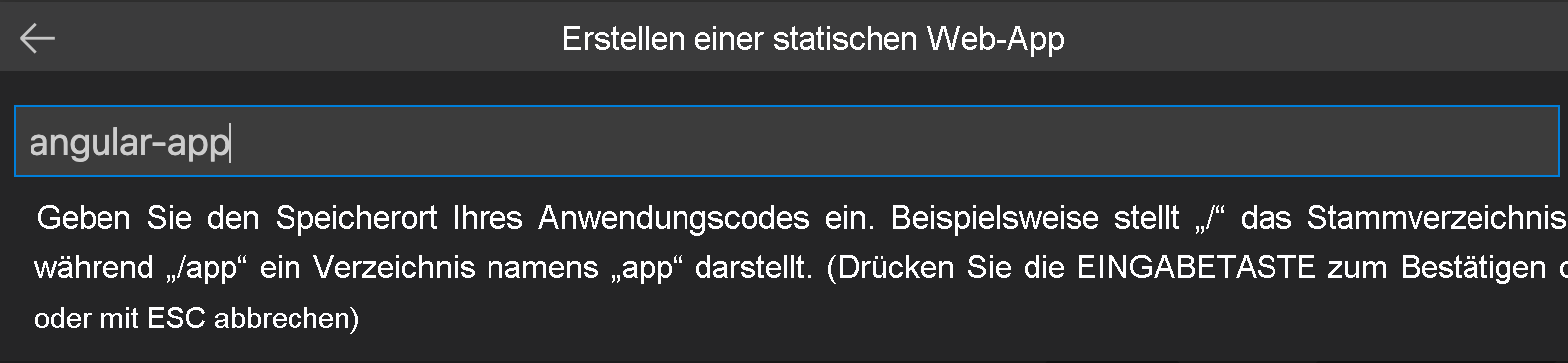 Screenshot: Speicherort des Angular-Anwendungscodes