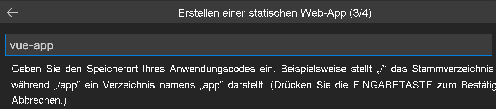 Screenshot: Speicherort des Vue-Anwendungscodes