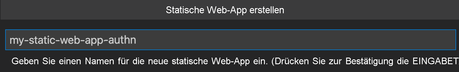 Screenshot: Erstellen einer Static Web Apps-Instanz