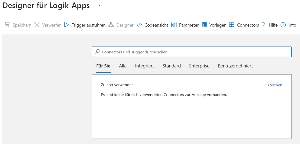 Screenshot der Vorlage für eine leere Logik-App