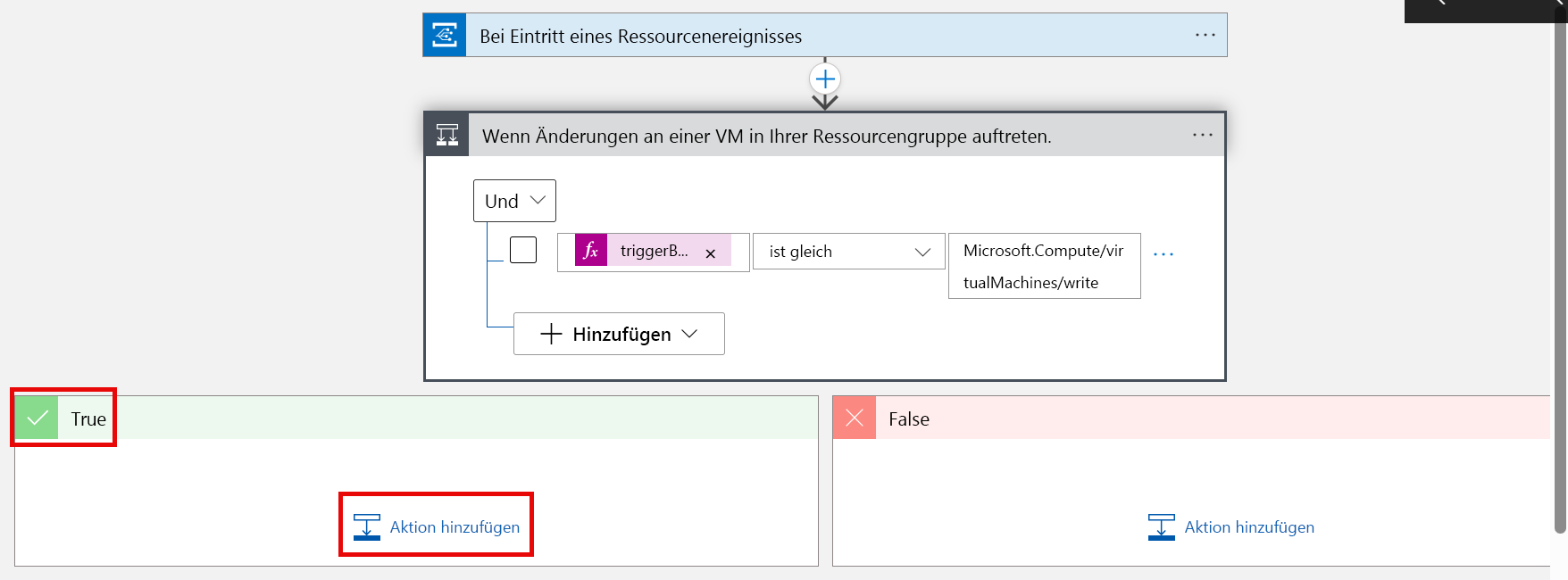 Screenshot der Schaltfläche „Aktion hinzufügen“