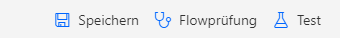 Testoptionen für Sales Insights: Speichern, Flow-Checker und Test