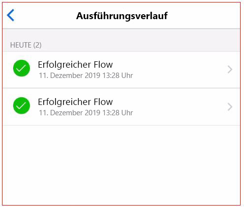 Mobiler Screenshot des Ausführungsverlaufs