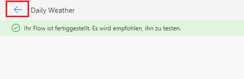Screenshot der Zurück-Schaltfläche zum Zurückwechseln zu den Flowdetails