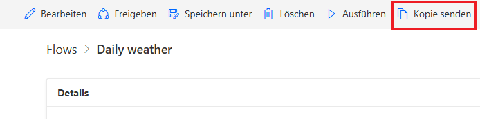 Screenshot der Schaltfläche „Eine Kopie senden“